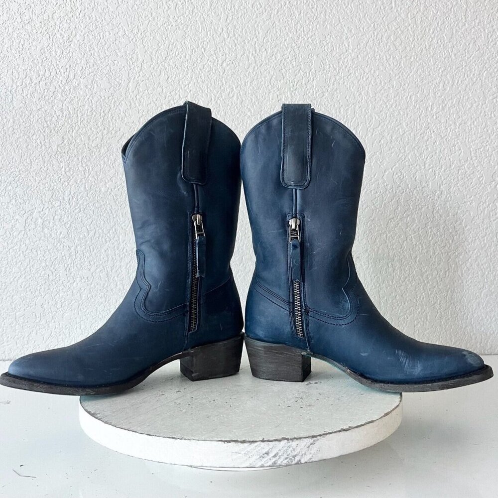 Lane PLAIN JANE Womens Cowboy Midi Boots 5 Blue Western Cowgirl Short Boot - Picture 8 of 13